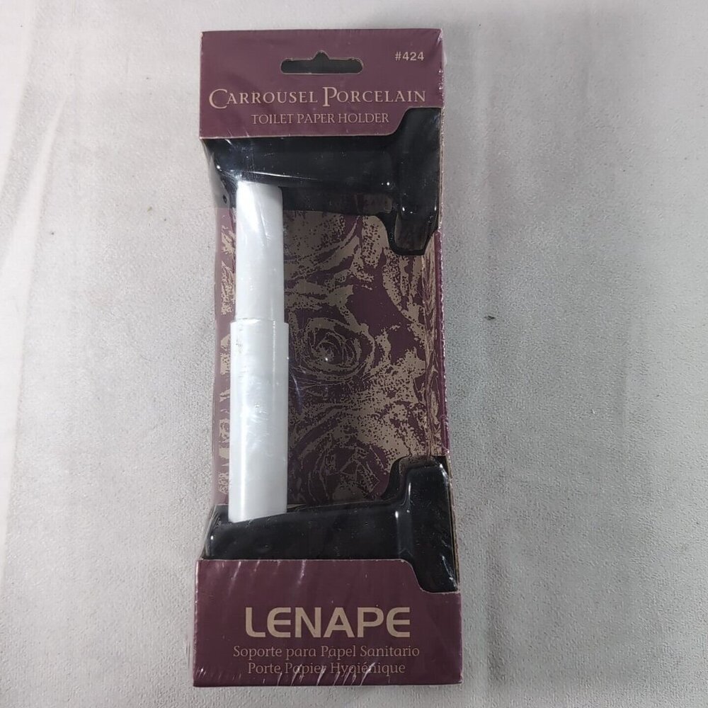 NEW 1995 Lenape Carrousel Porcelain Toilet Paper Holder Black #424 Sealed OS